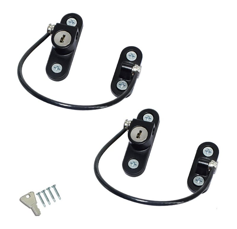 GOSONO Child Safety Locks Window Door Cable Ventilator Kid Lock Baby Security Locking Keyed Opening Restrictor For Baby Protection Prevent Children Falling Window Lock (2PC Black) - Image 2
